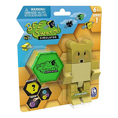 Bee Swarm Simulator – Mother Bear Action Figure Pack w/Mystery Bee & Honeycomb Case (5” Articulated Figure & Bonus Items, Series 1)