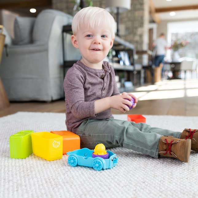 Fat Brain Toys Egg Stacker Bus - Pretend Play Stacking Toy for Toddlers, 12 Months+