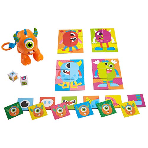 Mattel Games Roll-A-Match Pre-School Matching Card Game with Monster Theme, Multi-Level Rummy Style Play with 56 Cards for 2 to 4 Players, Kids Gift for Ages 3 Years & Older
