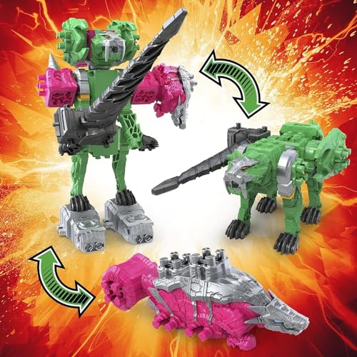Power Rangers Dino Fury Pink Ankylo Hammer and Green Tiger Claw Zord Toys for Kids Ages 4 and Up Zord Link Mix-and-Match Custom Build System