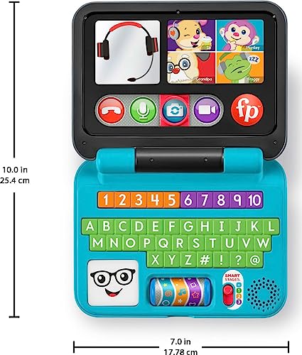 Fisher-Price Baby & Toddler Toy Laugh & Learn Let’s Connect Laptop Pretend Computer with Smart Stages for Infants Ages 6+ Months