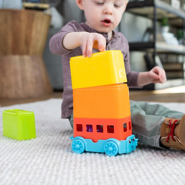 Fat Brain Toys Egg Stacker Bus - Pretend Play Stacking Toy for Toddlers, 12 Months+