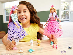 Barbie Princess Adventure Daisy Doll in Princess Fashion (12-inch Curvy) with Pink Hair, Pet Kitten, Tiara, 2 Pairs of Shoes and Accessories, for 3 to 7 Year Olds