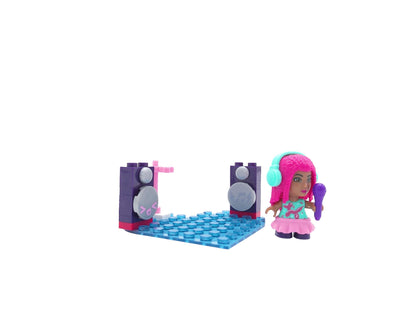 Mega Barbie Toy Building Set Color Reveal, Karaoke Party with 1 Barbie Micro-Doll and Accessories, Easy to Build Set for Ages 4 and Up.