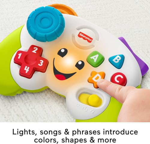 Fisher-Price Laugh & Learn Baby & Toddler Toy, Game & Learn Controller Pretend Video Game with Music & Lights for Ages 6+ Months