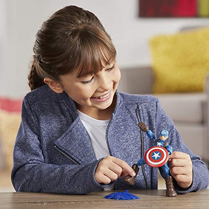 Avengers Marvel Bend and Flex Action Figure Toy, 6-Inch Flexible Captain America Figure, Includes Blast Accessory, for Kids Ages 4 and Up