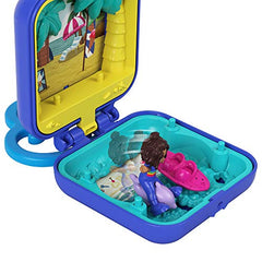 Polly Pocket Shani Tropical Beach Compact with Mobile Ice Cream Cart, Surfboard, Dolphin Figure, Photo Customization, Micro Shani Doll & Sticker Sheet; for Ages 4 Years Old & Up