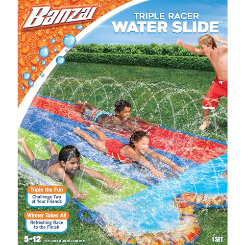 Banzai Inflatable Outdoor Backyard Water Slide Splash Toy