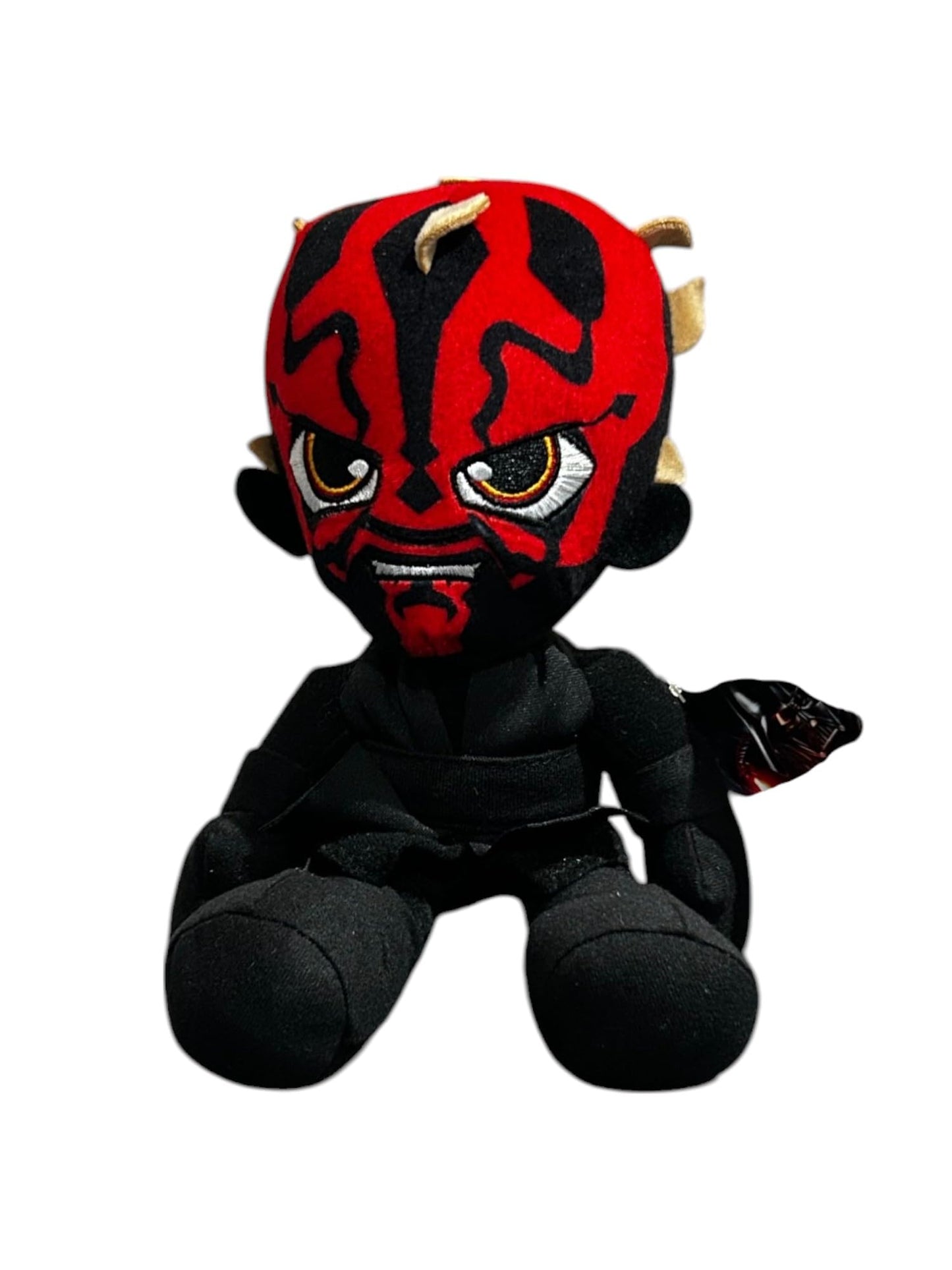 Star Wars Darth Maul Plush Toy with Fierce Facial Expression, Red and Black, 10 inches