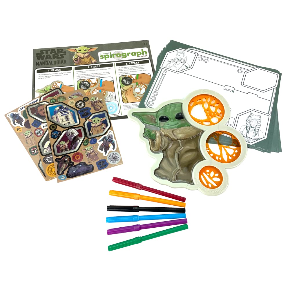 Spirograph Cyclex Studio Grogu - Disney Star Wars The Mandalorian - Baby Yoda - The Easy Way to Make Countless Amazing Designs - Rotating Stencil Wheel - Ages 5+