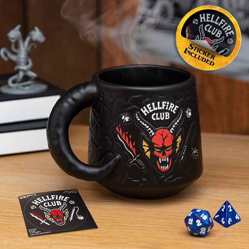 Paladone Stranger Things Hawkins High Hellfire Club Demon Embossed Ceramic Coffee Mug 400ml | Officially Licensed Horror Movie Merchandise