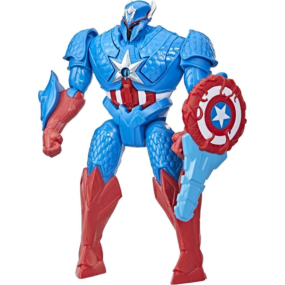 Marvel Avengers Mech Strike Monster Hunters Hunter Suit Captain America Toy, 8-Inch-Scale Deluxe Action Figure, Toys for Kids Ages 4 and Up