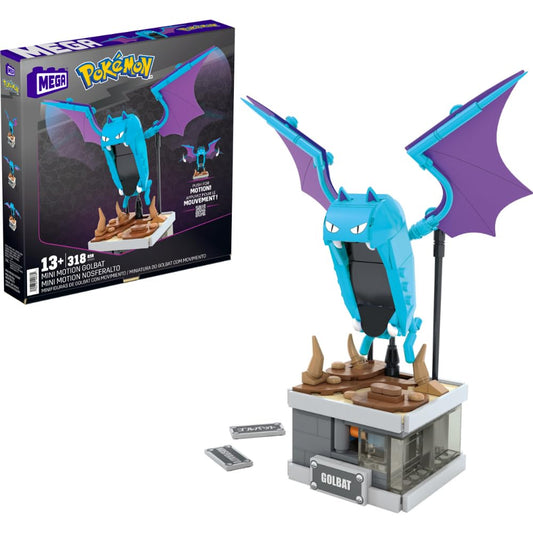 Mega Pokémon Building Toys Set Mini Motion Golbat with 313 Pieces, Wing Flapping Motion, 5 Inches Tall, for Adult Collectors