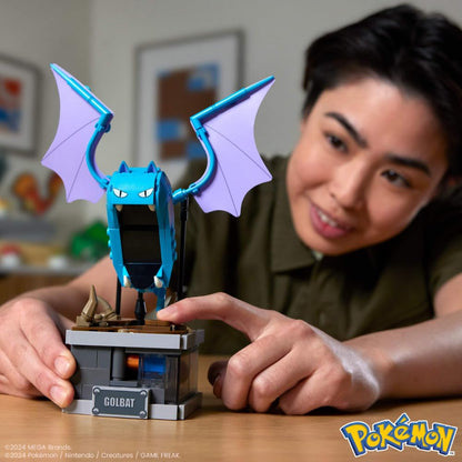 Mega Pokémon Building Toys Set Mini Motion Golbat with 313 Pieces, Wing Flapping Motion, 5 Inches Tall, for Adult Collectors