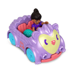 MATTEL Polly with Blue Animal and Purple Car Polly Pocket Doll and Vehicle