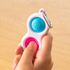 Fat Brain Toys Simpl Dimpl, Simple Dimple, Blue and Pink Popping Fidget Keychain, Sensory Toy for Kids Teens & Adults Ages 3 and Up
