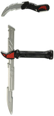 The Power Rangers Ninja Steel Ninja Training Gear - Nightstick & Dragon Claw features a black and silver toy with red accents that transforms from a nightstick to a dragon claw—perfect for Power Rangers role play or ninja training adventures.