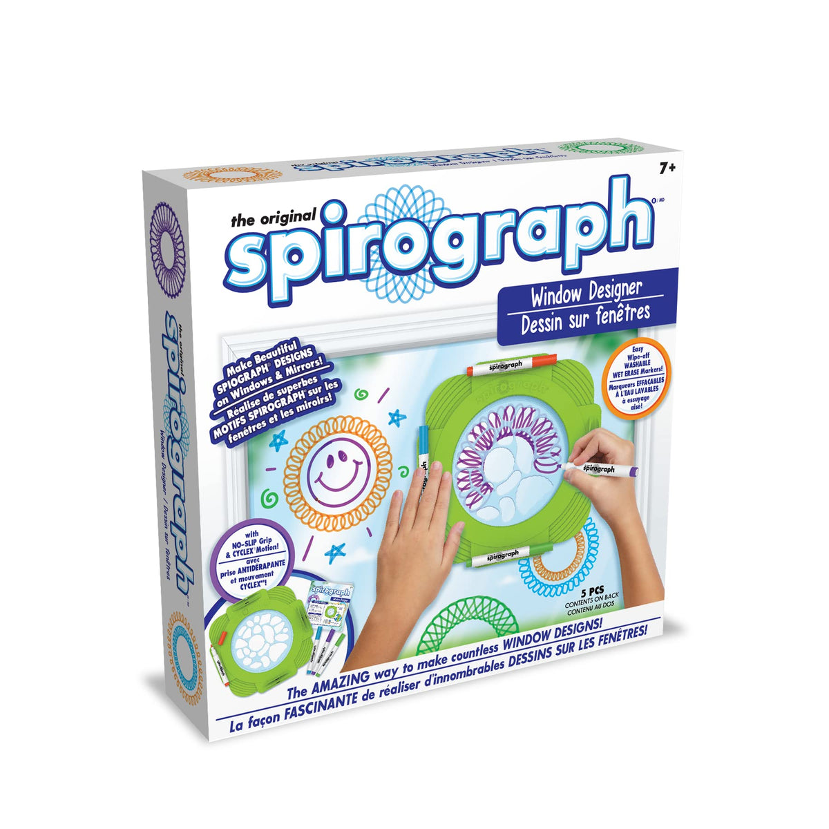 Spirograph — Window Designer — Art and Craft Kit for Kids — Design on Windows and Mirrors — Easy-to-Clean — for Ages 7+