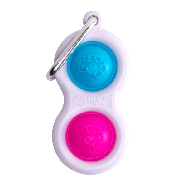 Fat Brain Toys Simpl Dimpl, Simple Dimple, Blue and Pink Popping Fidget Keychain