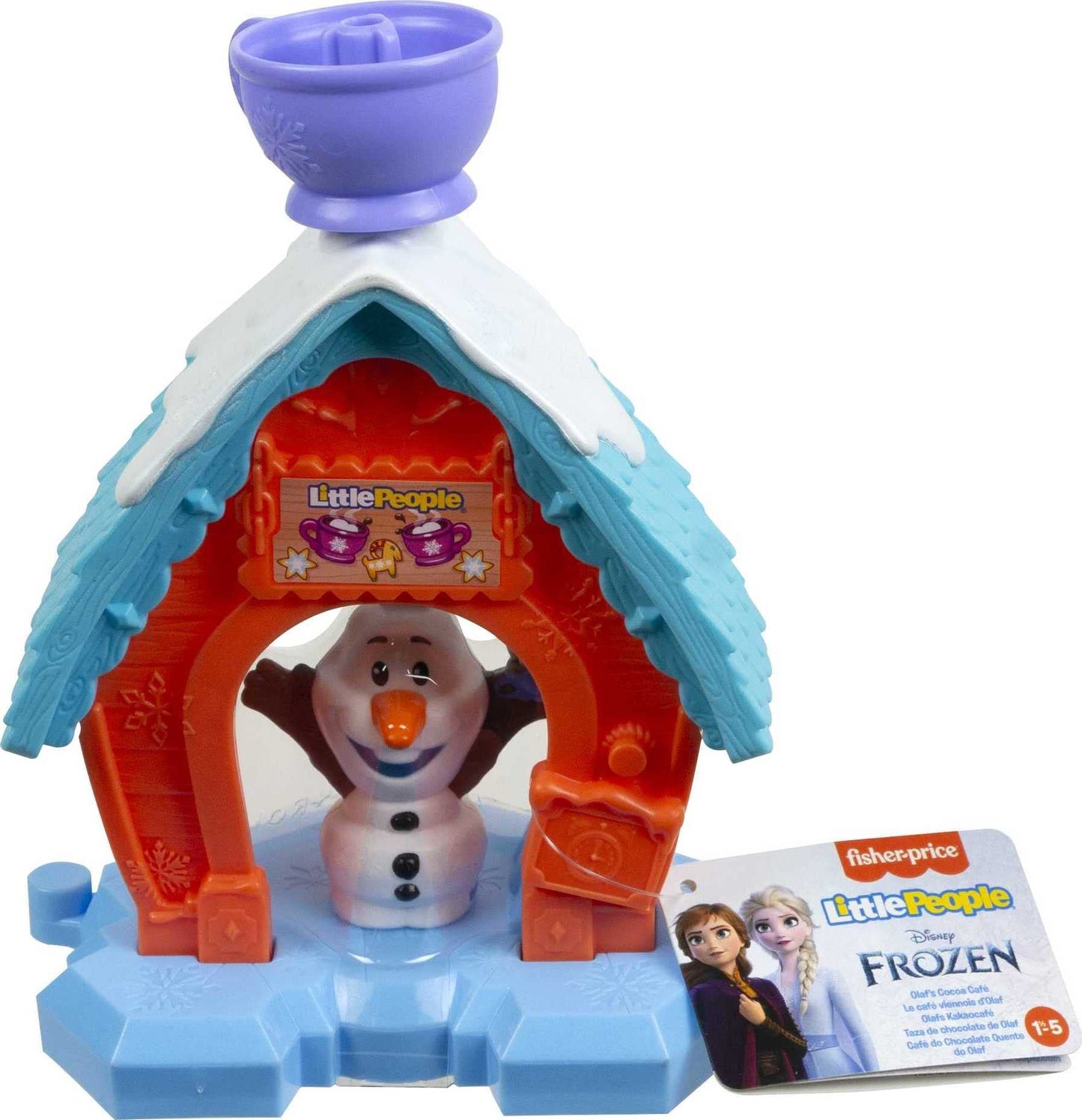 Fisher-Price Little People Toddler Toy Disney Frozen Olaf’s Cocoa Café Portable Playset with Figure for Ages 18+ Months