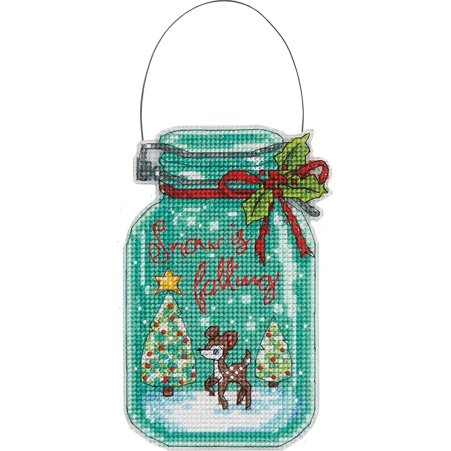 Dimensions 70-08964 Counted Cross Stitch Holiday Mason Jar Ornament Kit, 4pc