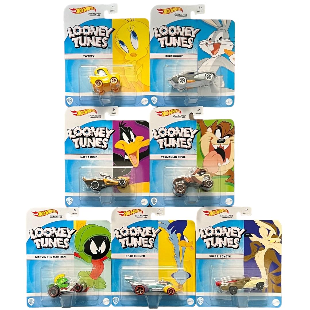 Hot Wheels Looney Tunes Character Cars Complete Set of 7 Diecast Vehicles from HKV23-956D Release