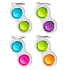 Fat Brain Toys Simpl Dimpl, Simple Dimple, Blue and Pink Popping Fidget Keychain, Sensory Toy for Kids Teens & Adults Ages 3 and Up