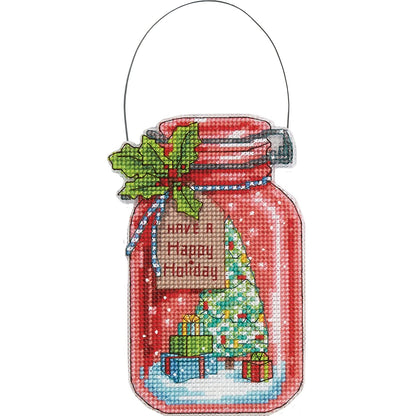 Dimensions 70-08964 Counted Cross Stitch Holiday Mason Jar Ornament Kit, 4pc