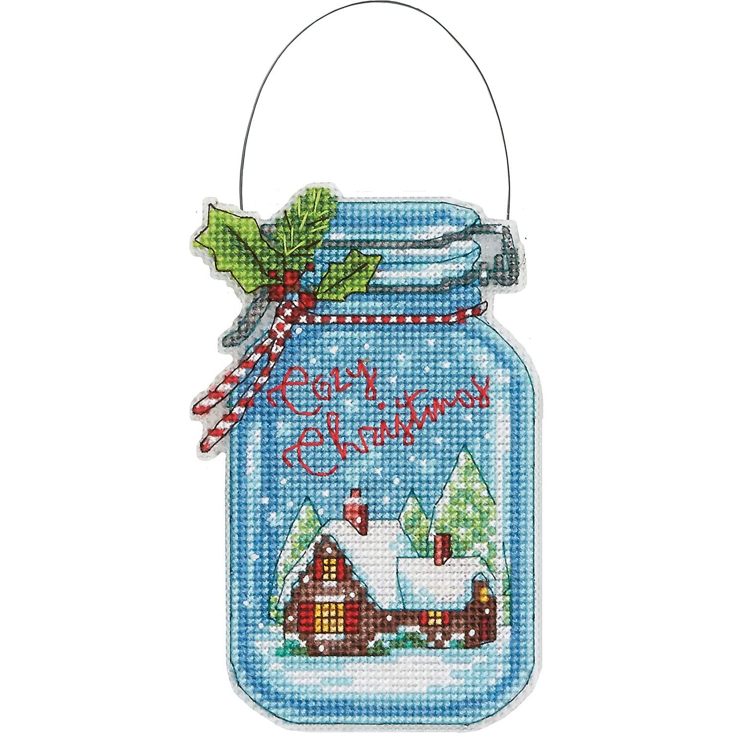 Dimensions 70-08964 Counted Cross Stitch Holiday Mason Jar Ornament Kit, 4pc