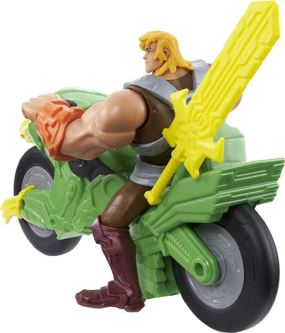 Masters of the Universe He-Man and The Action Figure + Vehicle Based on Animated Series, Articulated Battle Characters, Gift for 4 Years and Older