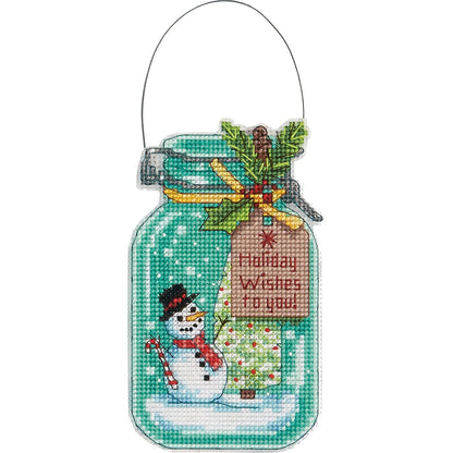 Dimensions 70-08964 Counted Cross Stitch Holiday Mason Jar Ornament Kit, 4pc