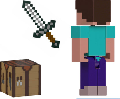 Mattel Minecraft Action Figures & Accessories Collection, 3.25-inch Scale with Pixelated Design (Characters May Vary)