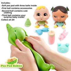 Playful Minds Pea Pod Babies - Winter Sports Set - Over 30 Pieces Including Two Mini Collectible Dolls, Assorted