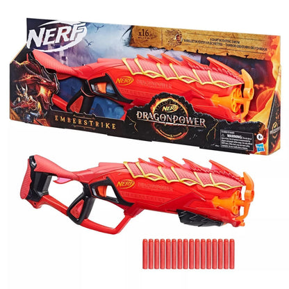 Nerf DragonPower Emberstrike Blaster, Inspired by Dungeons and Dragons, 8-Dart Drum, 16 Nerf Darts, Dart Storage