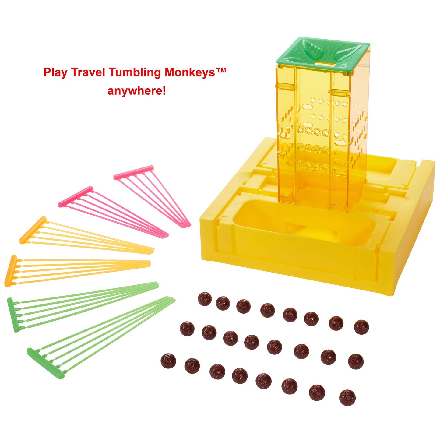 Mattel Games Travel Tumblin' Monkeys, Portable Kids Game with Built-in Storage for 5 Year Olds and Up, Multicolor