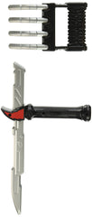 The Power Rangers Ninja Steel Ninja Training Gear - Nightstick & Dragon Claw set includes a silver claw with a black handle and a silver-and-black sword with red detailing, perfect for ninja training action!.