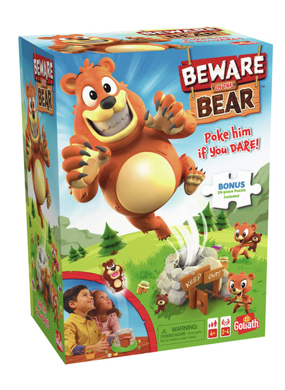 Beware of The Bear Game - Poke The Bear and Sneak The Goodies Before He Wakes Up - Includes 24-Piece Puzzle by Goliath, Multi Color, 919582