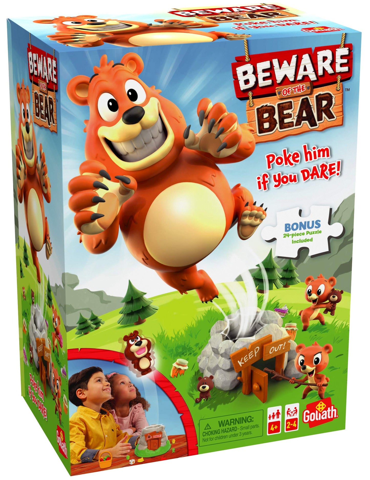 Beware of The Bear Game - Poke The Bear and Sneak The Goodies Before He Wakes Up - Includes 24-Piece Puzzle by Goliath, Multi Color, 919582