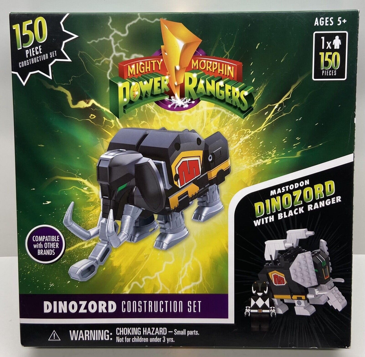 Mighty Morphin Power Ranger Toy - 150 Pcs Action Figure Construction Set - Receive 1 of 4 Dinozords + Ranger Minifigure + Decals for Kids Ages 5+ - Compatible with Other Construction Bricks