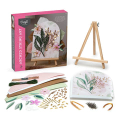 Craft Crush DIY String Art Craft Kit - Floral Interior Design DIY Activity for Teens & Adults - Complete String Art Kit with Embroidery Thread, Foam Canvas, Metal Pins, Wooden Easel - Ages 13+
