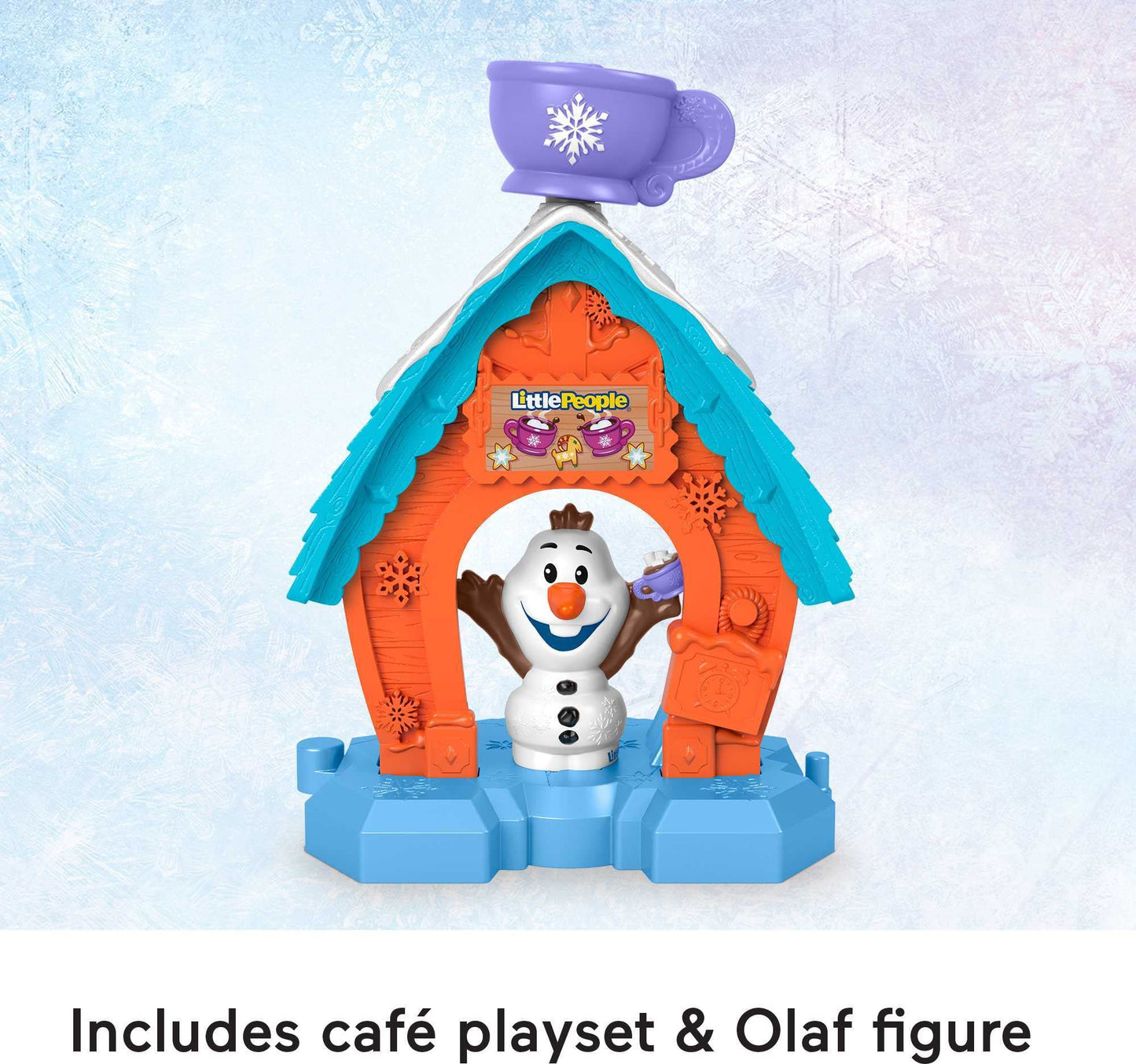 Fisher-Price Little People Toddler Toy Disney Frozen Olaf’s Cocoa Café Portable Playset with Figure for Ages 18+ Months