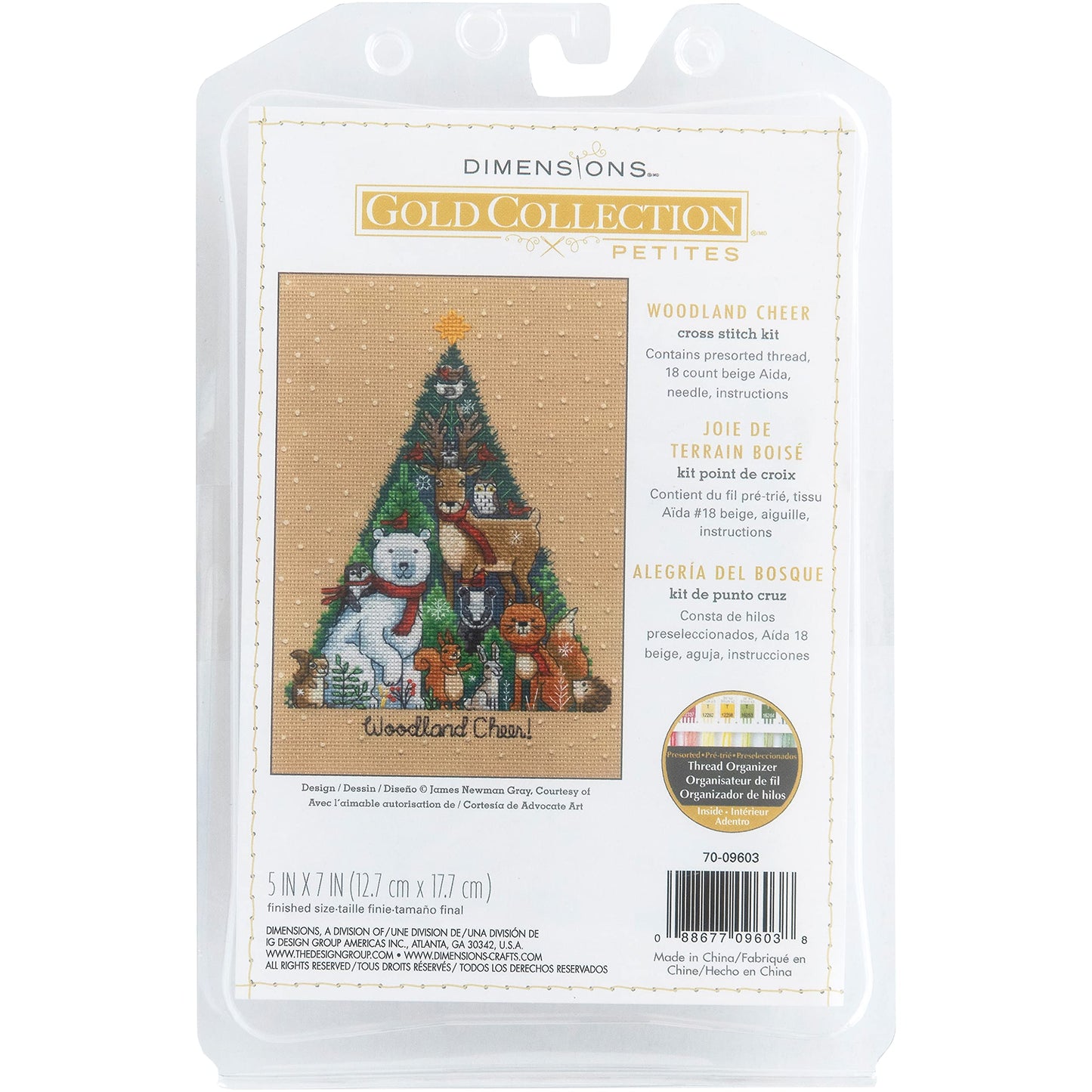 Dimensions Gold Collection Woodland Cheer Counted Cross Stitch Kit, 5" x 7", 18 Cnt. Beige Aida 4 pcs