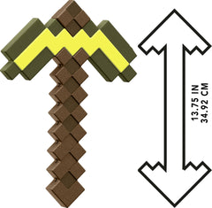 Mattel Minecraft Role-Play Battle Toy Accessory Collection with Pixelated Design, Gold Pickaxe