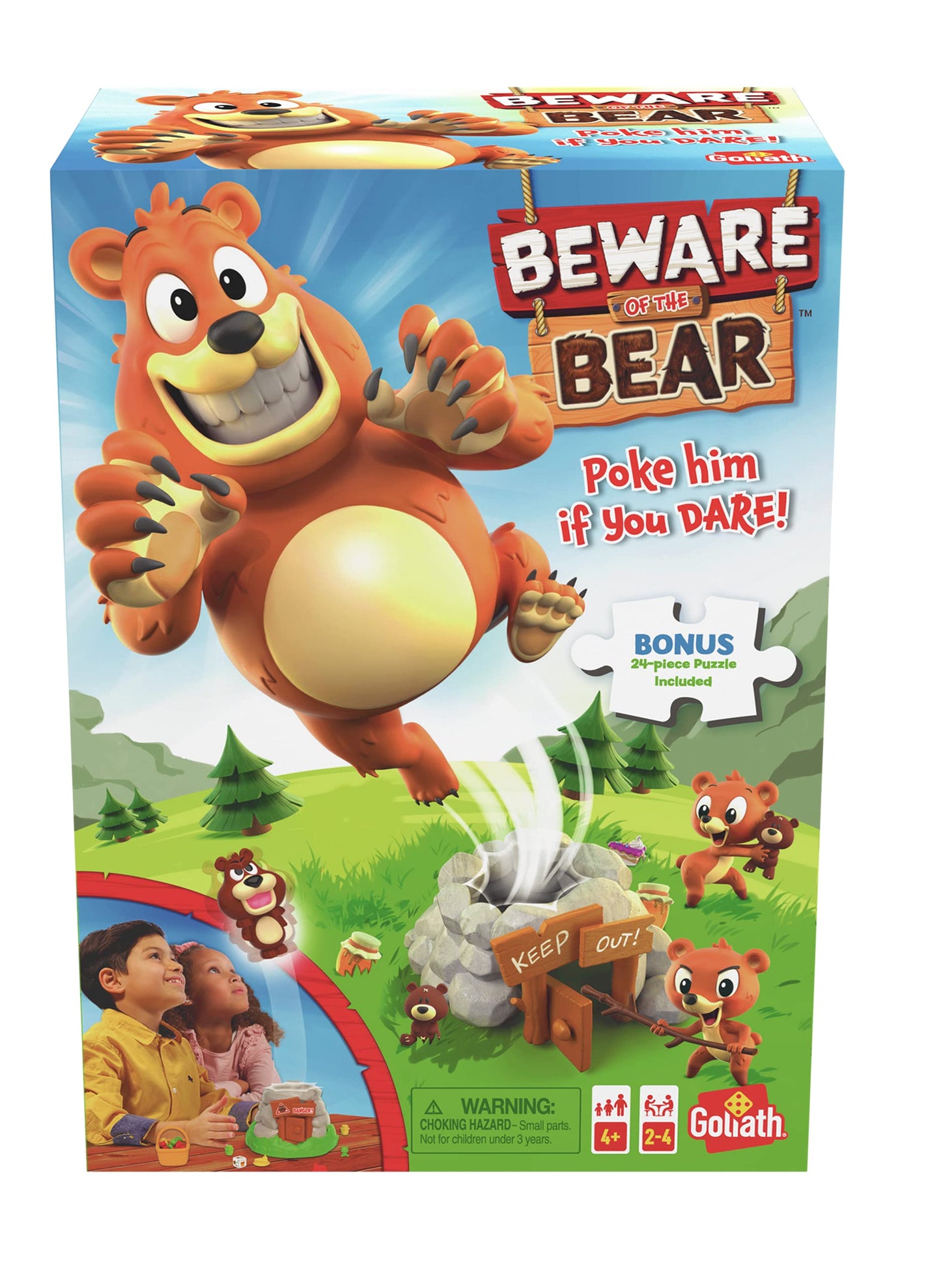 Beware of The Bear Game - Poke The Bear and Sneak The Goodies Before He Wakes Up - Includes 24-Piece Puzzle by Goliath, Multi Color, 919582