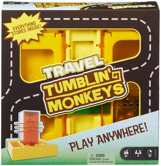 Mattel Games Travel Tumblin' Monkeys, Portable Kids Game with Built-in Storage for 5 Year Olds and Up, Multicolor