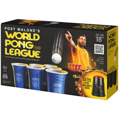 Spin Master Games Post Malone, World Pong League Beer Pong Drinking Game for Bachelor Party Outdoor Games with Plastic Cups Ping Pong Balls, for Adults Ages 18 and up