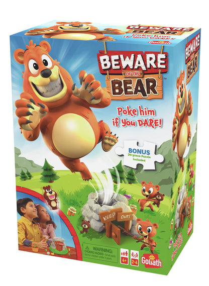 Beware of The Bear Game - Poke The Bear and Sneak The Goodies Before He Wakes Up - Includes 24-Piece Puzzle by Goliath, Multi Color, 919582