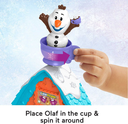 Fisher-Price Little People Toddler Toy Disney Frozen Olaf’s Cocoa Café Portable Playset with Figure for Ages 18+ Months