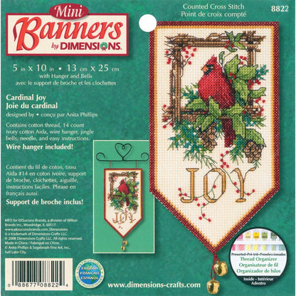 Dimensions Mini Counted Cross Stitch Kit 10in Long-Cardinal Joy Banners (14 Count)