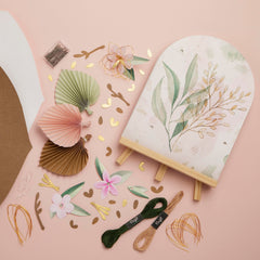 Craft Crush DIY String Art Craft Kit - Floral Interior Design DIY Activity for Teens & Adults - Complete String Art Kit with Embroidery Thread, Foam Canvas, Metal Pins, Wooden Easel - Ages 13+